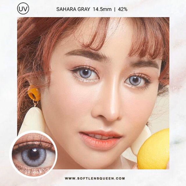 Sahara Gray (1)(2) สีเทา เทา สายฝอ ตาฝรั่ง Dream color1 ป้องกันรังสี UV ถนอมดวงตา Contact Lens Bigeyes คอนแทคเลนส์ สายตา