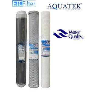 ไส้กรองน้ำ 3 ขั้นตอน AQUATEK pp 5 MIcron Rasin CTO 5 Micron ขนาด 20นิ้ว