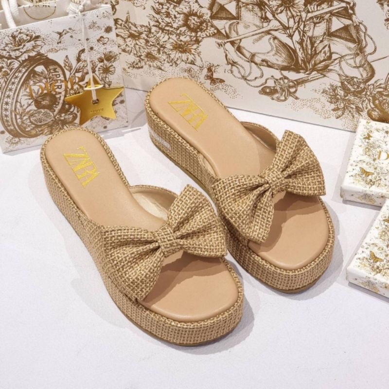 รองเท้าแตะZARAผ้ากระสอบ นุ่ม ใส่ ใส่สบาย ส้นหนา#รองเท้าzara#รองเท้าแฟชั่น