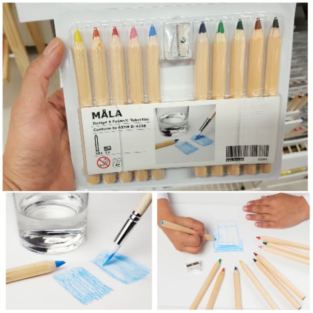 สีไม้ระบายน้ำ ดินสอสีไม้ สีไม้ระบายสี สีไม้สำหรับเด็ก เซ็ทระบายสี จำนวน 10 แท่ง พร้อมกบเหลา