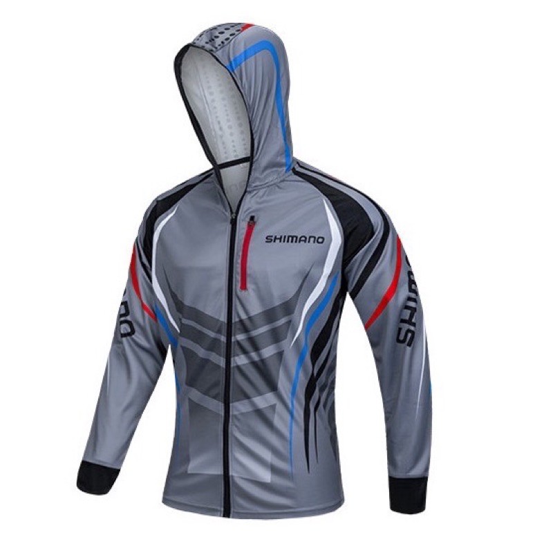 โครตเท่ เสื้อตกปลา SHIMANO ไซซ์M รุ่นมีฮูด แขนยาว สีเทา ส่งจากไทย