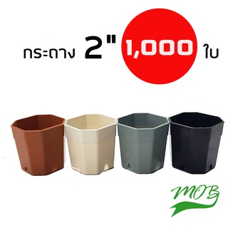 MOB กระถางแปดเหลี่ยม 2 นิ้ว ยกกระสอบ 1,000 ใบ กระถางพลาสติก กระถาง 2 นิ้ว กระถางแคคตัส