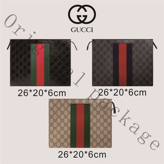 Brand new genuine Gucci GG Supreme clutch with striped webbing