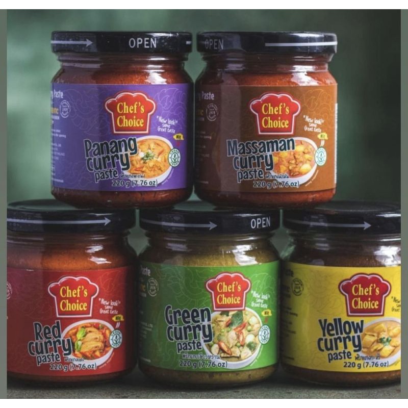 Curry Paste 220g Chef's Choice (Vegan / มังสวิรัติ) แกงเขียวหวาน แกงแดง แกงกะหรี่ พะแนง มัสมั่น