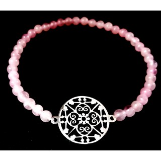 สร้อยข้อมือหินเสริมดวง หินนำโชค (สีRose Quartz )ขนาด 4 มม.