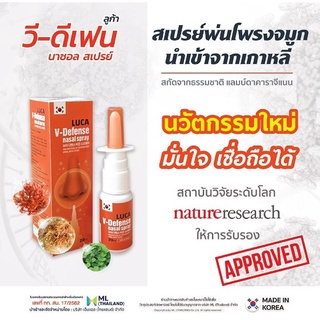 🧡[พร้อมส่ง] Luca V-Defense Nasal Spray สเปรย์พ่นจมูก ป้องกันฝุ่น ไวรัส ฝุ่น ไม่แสบไม่ฉุน ปลอดภัย