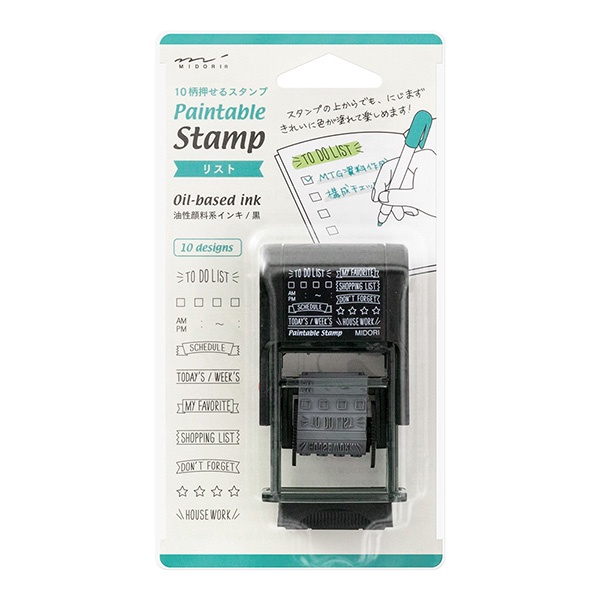 MIDORI Paintable Stamp List (D35376006) / ตัวปั๊มแบบมีหมึกในตัว ลายลิสต์รายการต่างๆ แบรนด์ MIDORI จากประเทศญี่ปุ่น