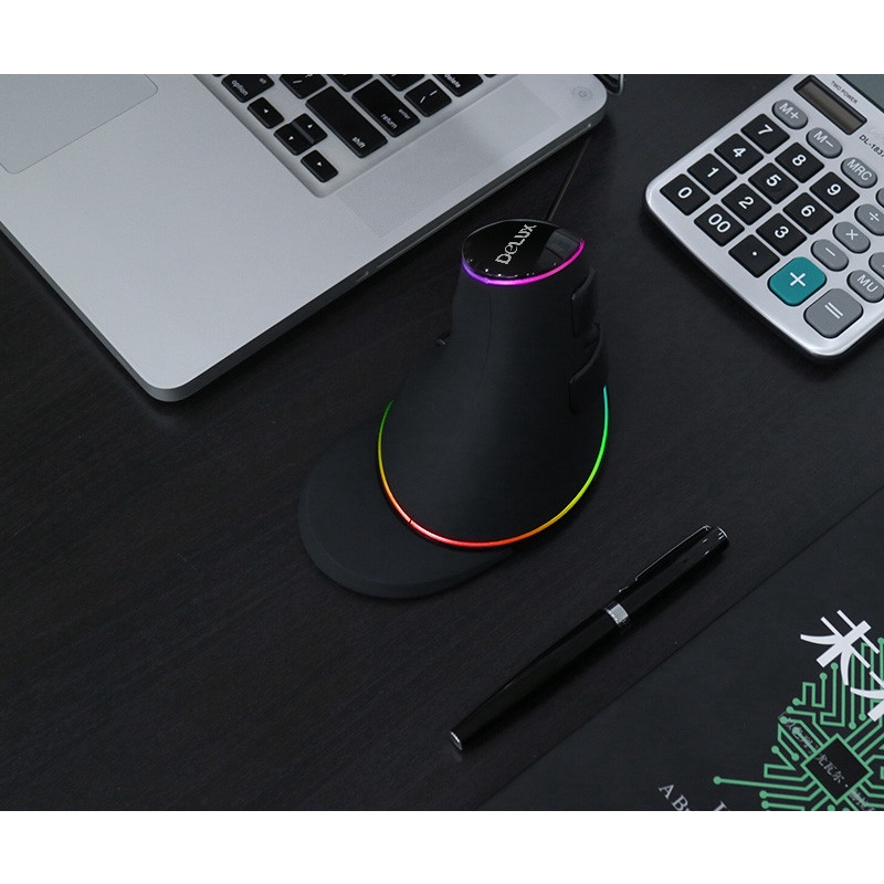 Delux M618 Plus RGB เมาส์ออปติคอล 6 ปุ่มกด 4000 จุดต่อนิ้ว ถอดออกได้ พร้อมที่วางฝ่ามือ สําหรับคอมพิวเตอร์