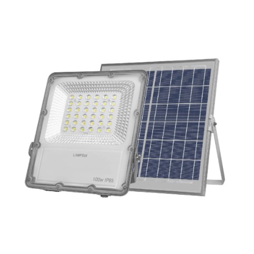 โคมไฟ สปอร์ตไลท์ โซล่าเซลล์ 100w LAMPTAN LED SOLAR FLOODLIGHT SMART SENSOR SOLID รุ่นใหม่