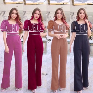 Jumpsuit จั้มสูท ขายาว ทรงแขนผ้าแก้ว แต่งกุ้น ติดกระดุมปั้ม มีกระเป๋าหน้า งานสุดหรู ทรงเข้ารูปสวย