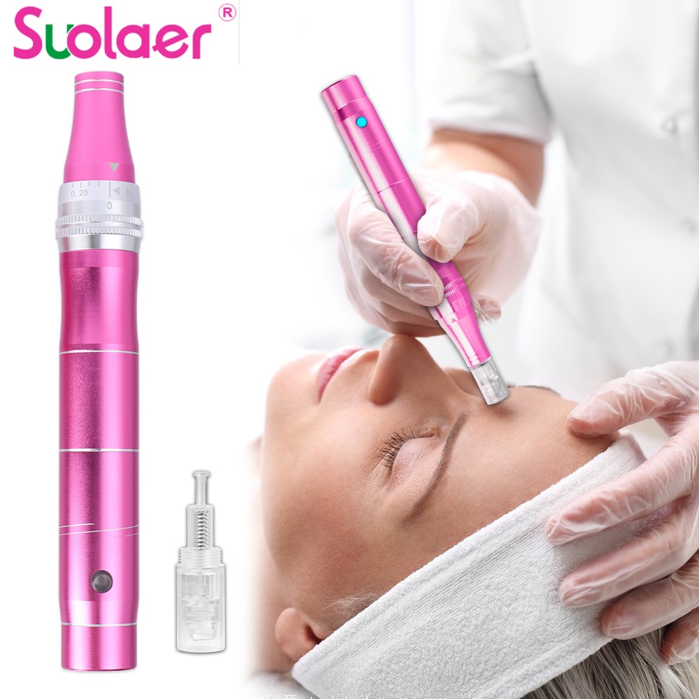 Suolaer ปากกาไร้สาย Dermapen Micro Dermal เครื่องมือบําบัดผิวหน้า ดูแลผิวหน้า