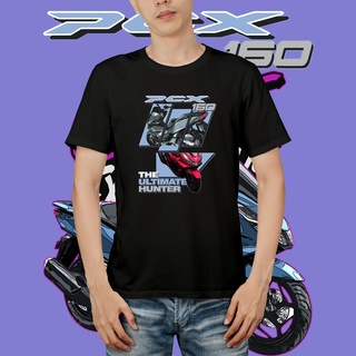 แขนสั้นcrew neckเสื้อยืด พิมพ์ลายกราฟฟิค Honda PCX 160 สีดํา และสีขาว S-XXXXL