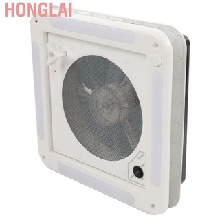 Honglai RV Roof Vent Fan 12V 360x360mm 10 Blades Dual Mode Air Inlet Outlet 4 LED Light for Camper Van Trailer Exhaust