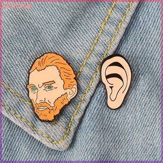 เข็มกลัด รูปการ์ตูนศิลปิน Vincent Van Gogh and Ear Pins เหมาะกับของขวัญ สําหรับเพื่อน