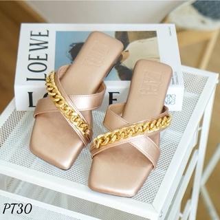 PT30 รองเท้าทรงสวมหน้าไขว้ เก็บทรงดี หนังนิ่ม ใส่ง่าย