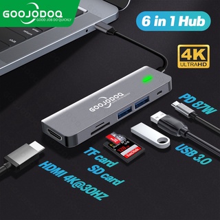 GOOJODOQ USB Type-C Hub รองรับ Hdmi 4K VGA Rj45 LAN Ethernet SD Tf USB-C 3.0Type-C 3.5 มม. แจ็คเสียง