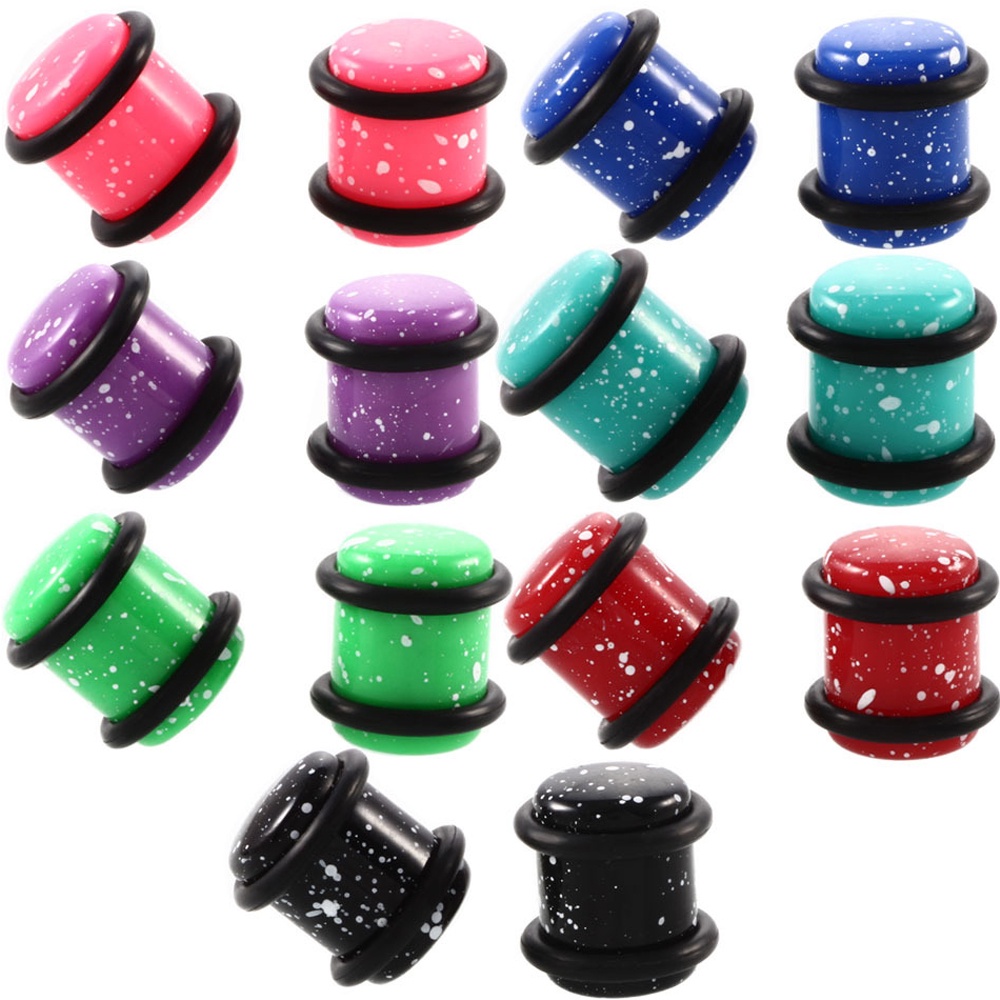 Alisouy 36 ชิ้นอุโมงค์หู Pierces Gauges Mix ขนาด 14G-00G ครบชุด Stain Spot Speckle อะคริลิคหู Expand