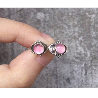 ต่างหูพลอยโรสควอซ์สแท้ เงินแท้ 92.5% Rose Quartz silver925 Earrring Stud