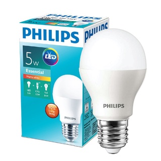 Therichbuyer  หลอดไฟ LED 5 วัตต์ Warm White PHILIPS รุ่น ESS LEDBULB A60 E27