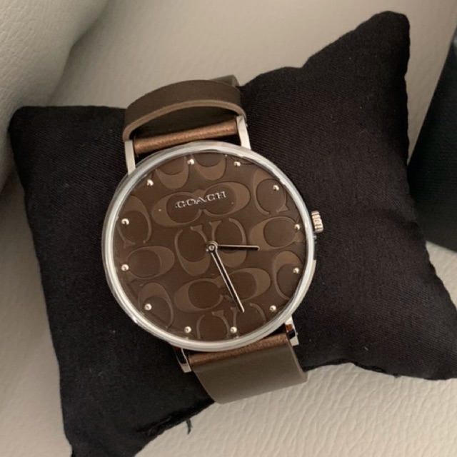 (ผ่อน0%) นาฬิกา 🍁coach Perry Quartz Brown Dial Ladies Watch 14503302 size 36 mm. สายหนัง สีน้ำตาล หน