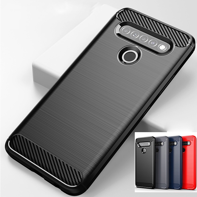 สําหรับ LG K61 K71 K51 K51S K41S Q61 Q51 เกราะกันกระแทกคาร์บอนไฟเบอร์ Hybrid แปรง TPU กรณี