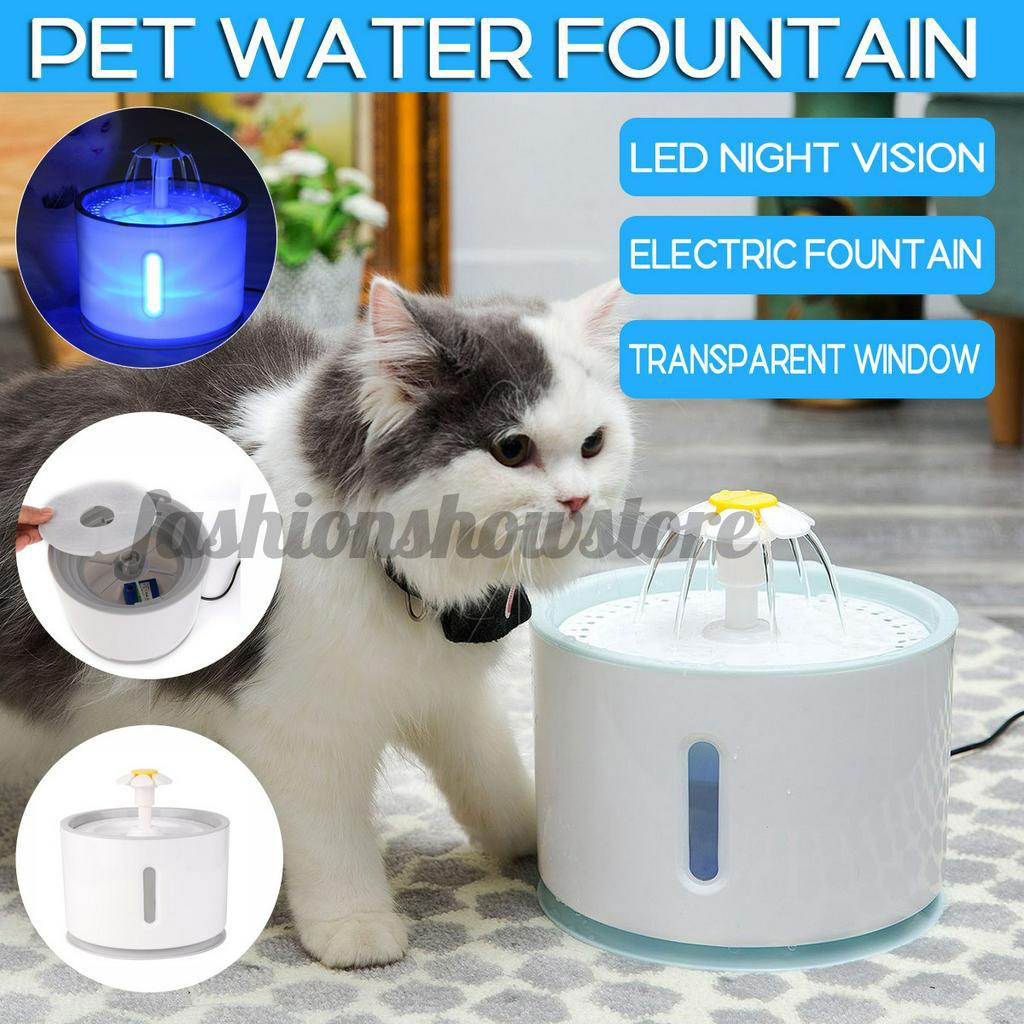 2.4L LED Automatic Electric Pet Water Fountain Dog Cat Drinking Bowl