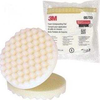 3M 05723 Foam Compounding Pad, Single Sided 5723 ฟองน้ำ/โฟมขัดหยาบสีขาวขนาด 8 นิ้ว หลังสักหลาด