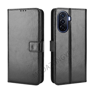 Huawei Nova Y70 เคส Phone Holder Stand Case Huawei Nova Y70 เคสฝาพับ Wallet PU Leather Back Cover