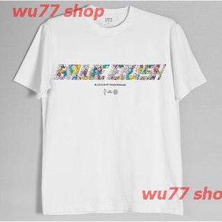 เสื้อยืดผ้าฝ้ายพิมพ์ลาย wu77 shop Murakami Takashi Tripartite Joint Uniqlo X Bi Li Billie เสื้อยืดลําลองสําหรับผู้ชายผู้