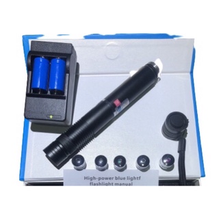 BLUE LASER hight-power blue lightf flashlight บลูเลเซอร์ (กำลังขับ50000mw) ไฟฉายแสงสีน้ำเงินกำลังสูง