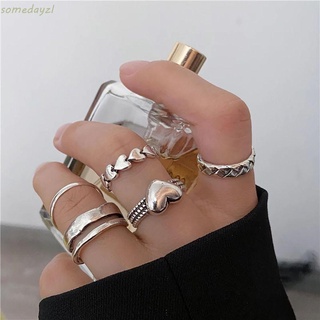 SOMEDAYZL 3/5PCS Ring set Open Ring Set Vintage Jewelry Gift Finger Ring Women Heart Star Korean Geometric Unisex Punk Style