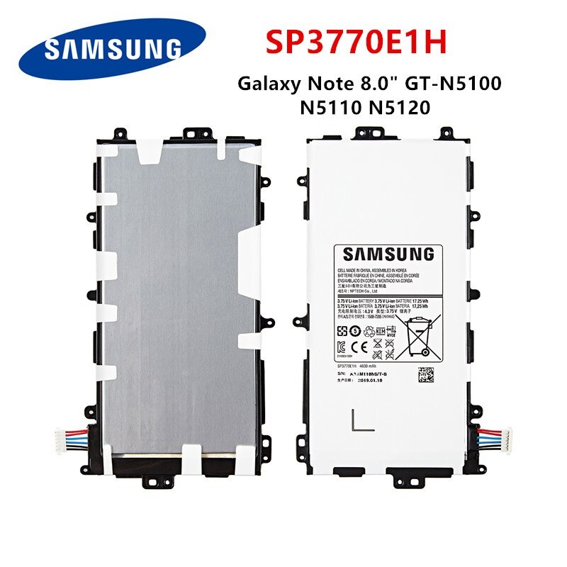 SAMSUNG สำหรับ Samsung Galaxy หมายเหตุ8.0 "GT-N5100 N5110 N5120แท็บเล็ต SP3770E1H แบตเตอรี่4600MAh