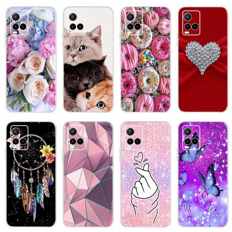 เคสโทรศัพท์มือถือ ซิลิโคนนุ่ม TPU ลายดอกไม้ แมวน่ารัก สําหรับ Vivo Y21 2020 Y21a Y21e Y21s Y21t Y20 Y20S G Y20i Y12s Y11s