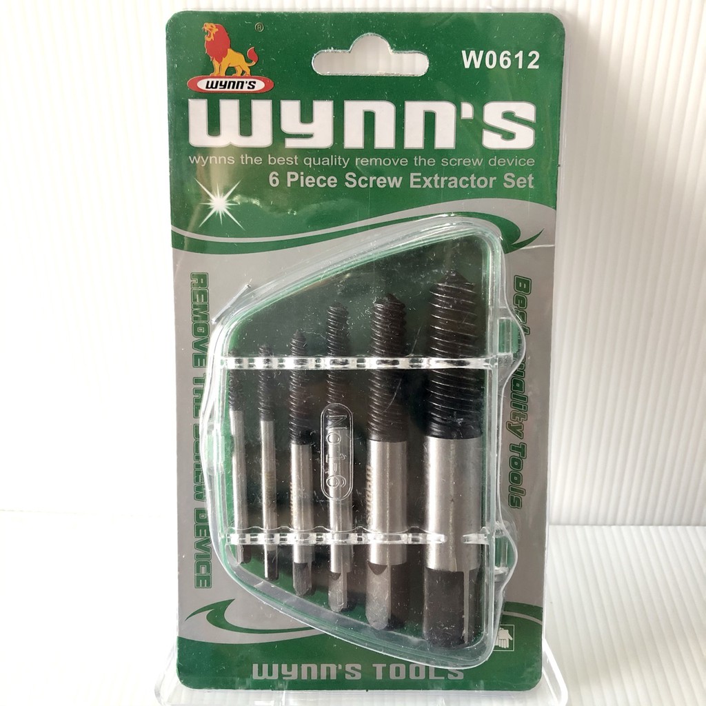 ชุดถอนน็อตเกลียวซ้าย 6ตัว Wynn ชุบแข็ง ถอนเกลียวซ้าย ดอก ถอนน็อตขาด ถอดหัวน็อต ถอดน็อตเสีย เกลียวหวา