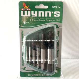 ชุดถอนน็อตเกลียวซ้าย 6ตัว Wynn ชุบแข็ง ถอนเกลียวซ้าย ดอก ถอนน็อตขาด ถอดหัวน็อต ถอดน็อตเสีย เกลียวหวาน เกลียวหัก น็อตหัก