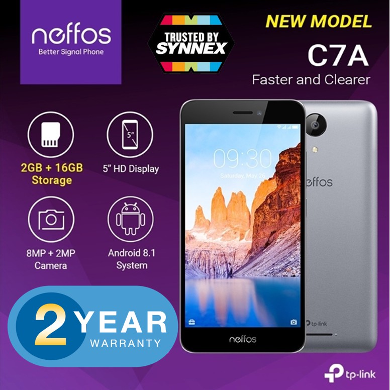 Neffos C7A จอ HD 5" (Ram2GB / Rom16GB) Android Oreo 8.1 รับประกันศูนย์SYNNEX 2 ปี ฟรี เคสใส+ฟิล์ม+หูฟัง (ครบในกล่อง)