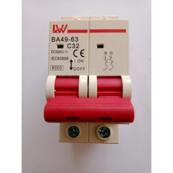 LW เบรกเกอร์ DC 2P 500V 32A DCเบรกเกอร์ 32A