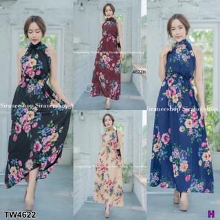 TwinsShopVip💗พร้อมส่ง TW4622 เดรสลายดอกผูกโบว์หลัง Floral dress with bow in the back