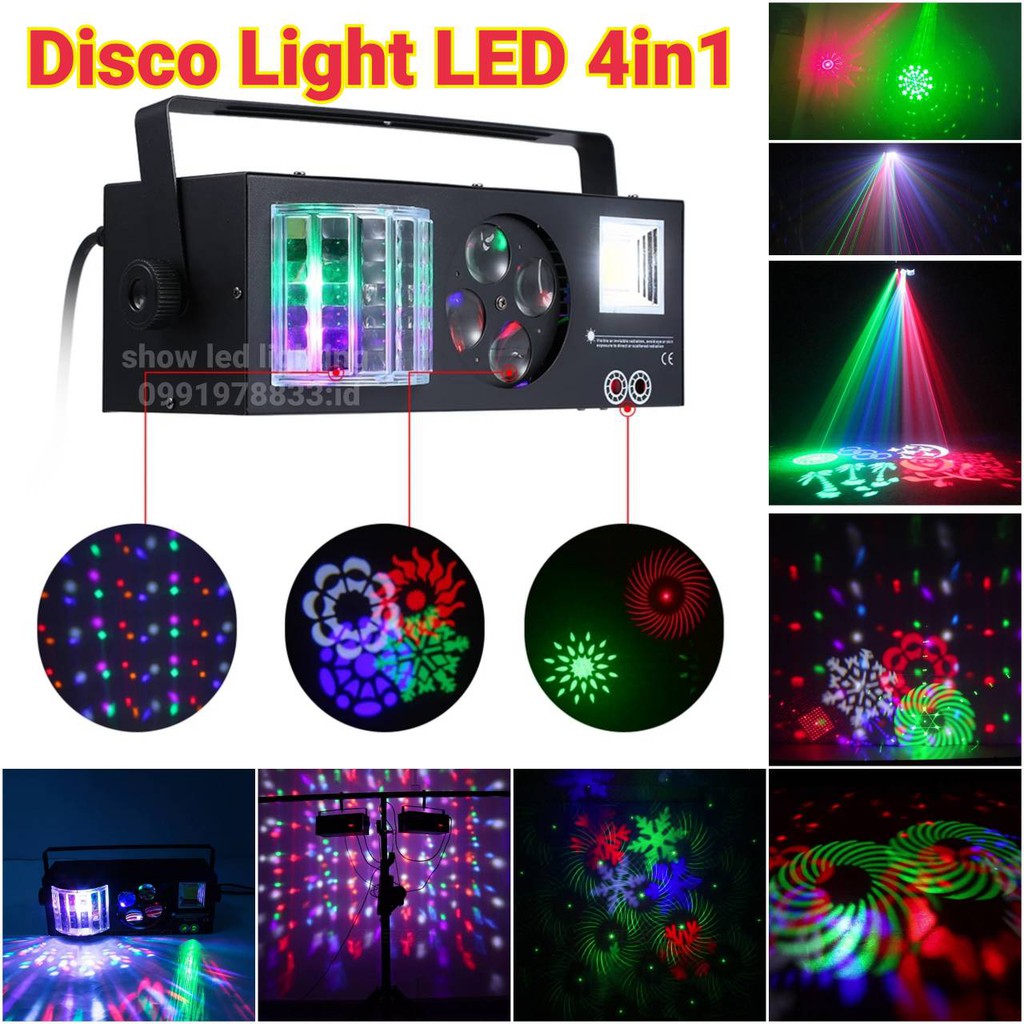 ไฟดิสโก้ 4in1(มี 2 รุ่นกดเลือกเอา) laser led PARTY LIGHT ไฟดิสโก้ ไฟดิสโก้เทค ไฟ Laser light ไฟเทค ป