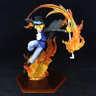 โมเดลฟิกเกอร์ Pvc รูปการ์ตูนอนิเมะ One Piece Flame Sabo สีดํา ขนาด 21 ซม. สําหรับตกแต่งรถยนต์