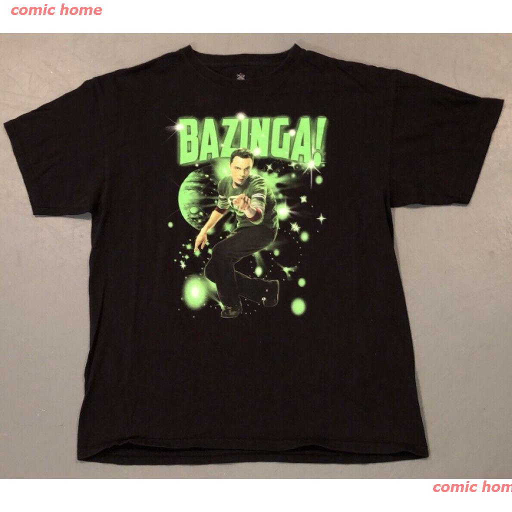 Big Bang Theory Bazinga Preston MenS T Shirt - Short Sleeve Size Large Black ผู้ชาย เสื้อยืด ดพิมพ์ล