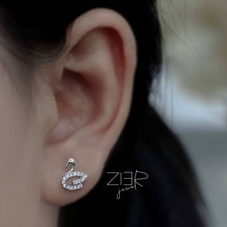 ต่างหูเงินแท้ 925 ประดับพลอยCZ Earring Silver 925 With Cubic Zirconia-(E18160026)