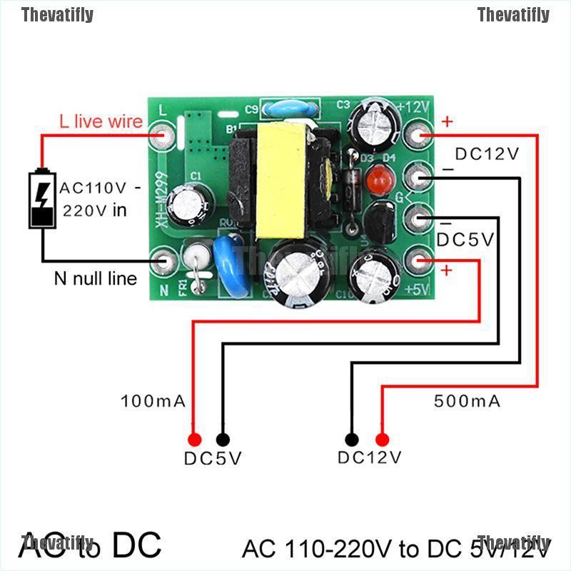 Thevatifly Ac - Dc Ac 110V 220V to Dc 12V 0.2A + 5V พาวเวอร์บอร์ด