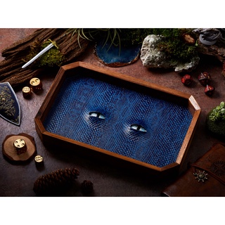 BEHOLDER Dice Tray | Blue Leather &amp; Blue eye | Octagon Dice Tray | Faux Leather | RPG Dice Tray | DnD Dice tray | Dice