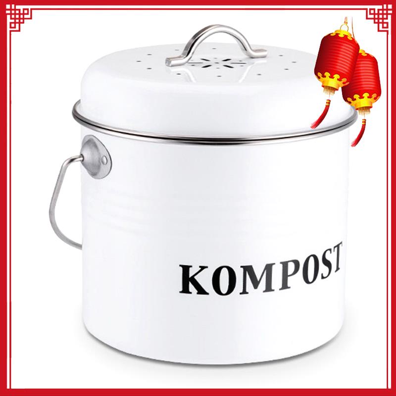 Kitchen Compost Bin 5l Organic Homemade Trash Can Melons Leaves Iron Round Charcoal Filter Bucket Diy Garden Fertilizer Shopee Thailand