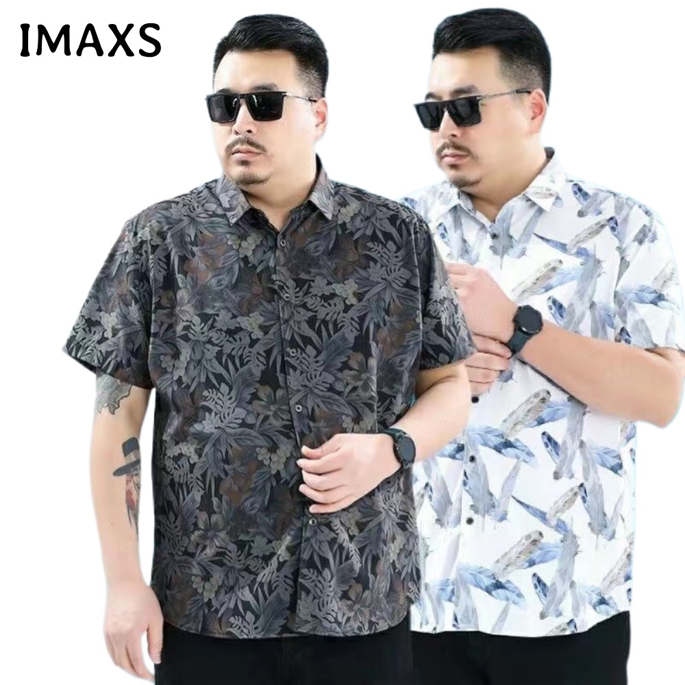 เสื้อเชิ้ตแขนสั้นลําลอง พิมพ์ลาย ขนาดใหญ่ สไตล์นักธุรกิจ สําหรับผู้ชาย รองรับ 60-175 กก.