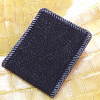 shark wallet กระเป๋าสตางค์ใบสั้นฉลามแท้สีดำซับสีเขียวฟาสเทล