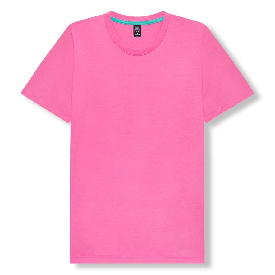 เสื้อยืดแขนสั้น คอกลม สีบานเย็นอ่อน