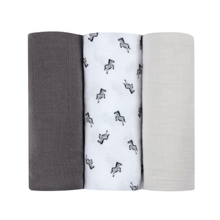 BEABA ผ้าอ้อมอเนกประสงค์ Pack of 3 Muslins Organic Cotton - Savanna Grey