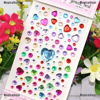 Magicalhour สติกเกอร์เพชรและพลอยเทียม รูปหัวใจ สำหรับตกแต่งสมุดภาพ DIY จำนวน 1 แผ่น